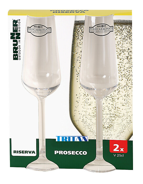 GLASSES SET 2 PROSECCO GLASS RISERVA 25CL BRUNNER